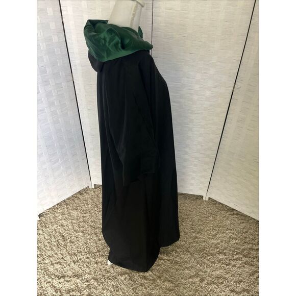 FINNEAS & CO Alivan's Majestic School Robe Mens M Black Green Hooded Cloak Lined - Picture 4 of 11
